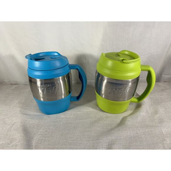 Two BUBBA KEG 52oz Ounce Insulated Travel Mugs Stainless With Handle Flip Top - Picture 1 of 5